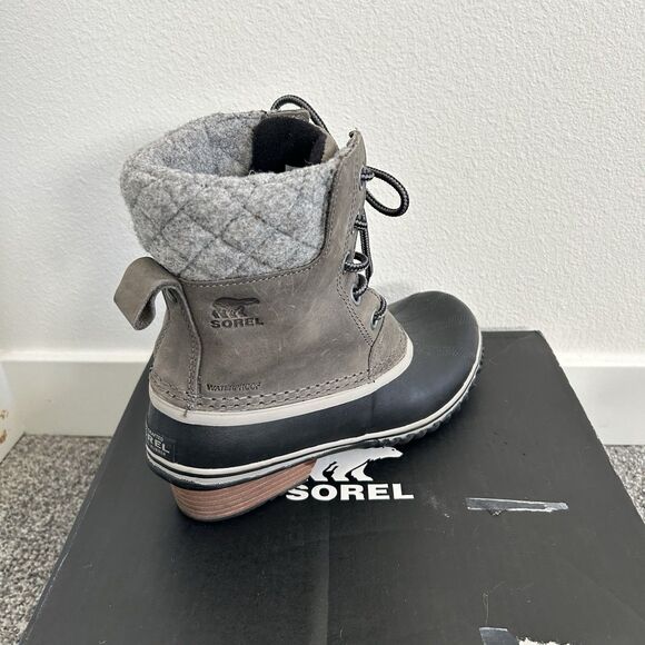 Sorel Womens Slimpack 2 Lace Winter Waterproof Ankle Boots Size 7.5 Quarry Black - Picture 3 of 14